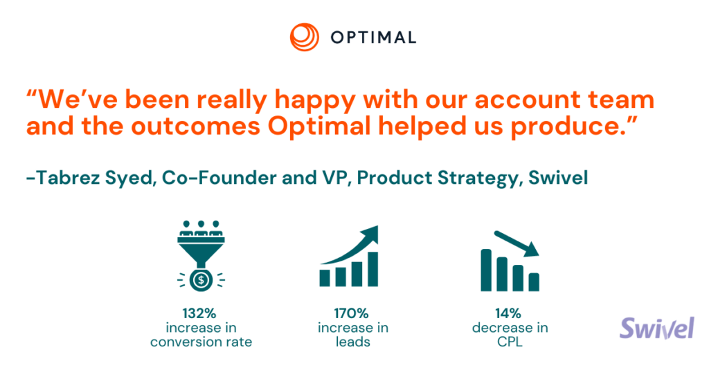 swivel client testimonial: very happy with our account team and outcomes